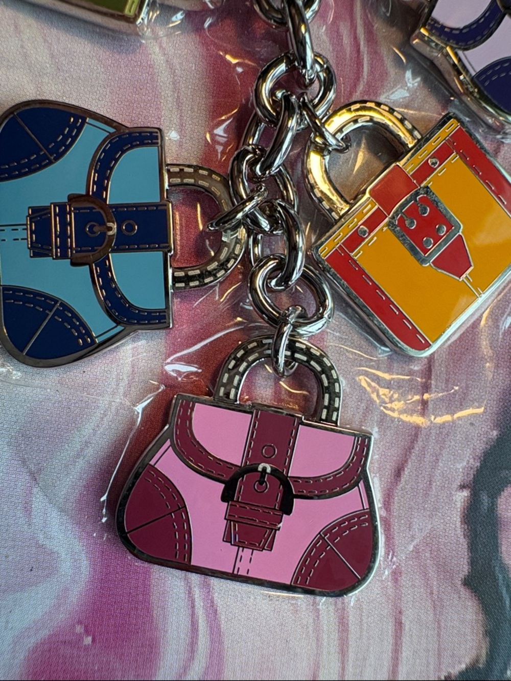 Coach Multicolored Enamel Handbag Charm Key Ring - Picture 2 of 5